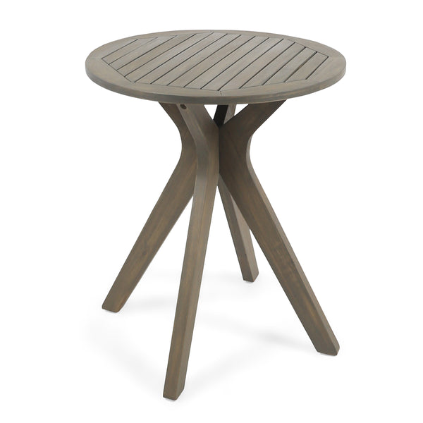 gdf studio Brigitte Outdoor Round Acacia Wood Bistro Table with X Legs