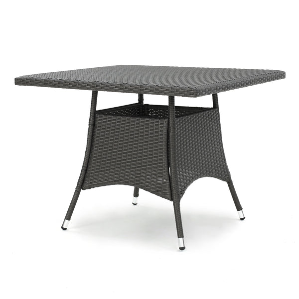 gdf studio Bristle Contemporary Outdoor Square Gray Wicker Dining Table