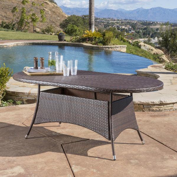 Gdf Studio Bristle Multi Brown PE Oval Dining Table