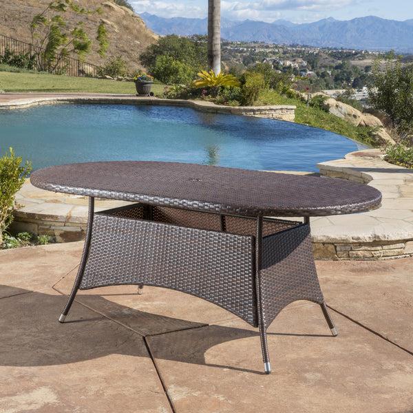 Gdf Studio Bristle Multi Brown PE Oval Dining Table