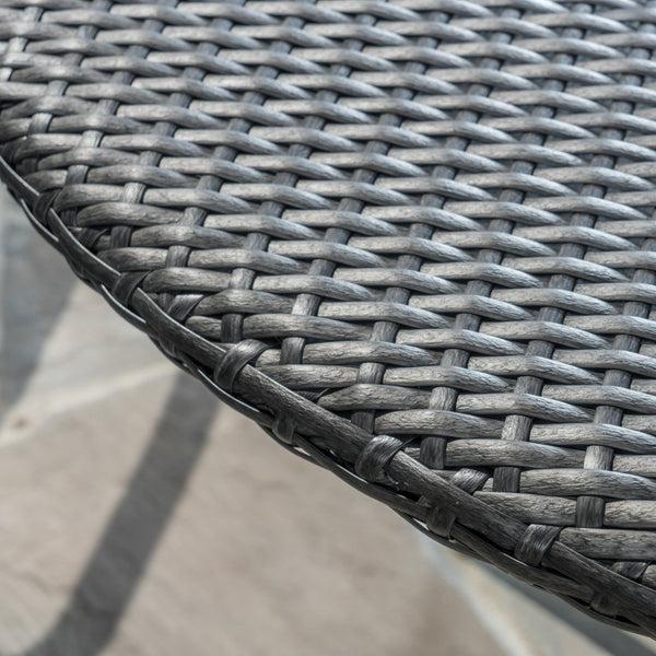 Gdf Studio Bristle Outdoor Grey Wicker Round Dining Table
