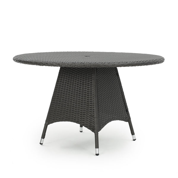 gdf studio Bristle Outdoor Grey Wicker Round Dining Table