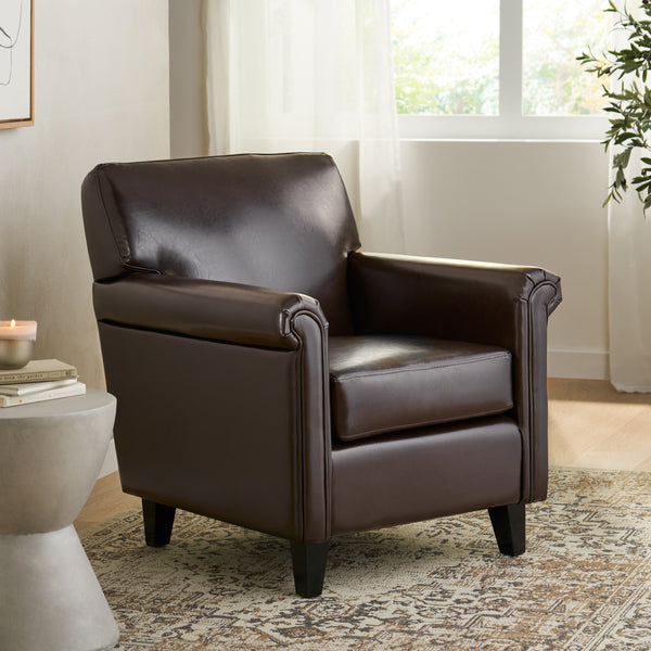 Gdf Studio Bristol Classic Brown Bonded Leather Club Chair
