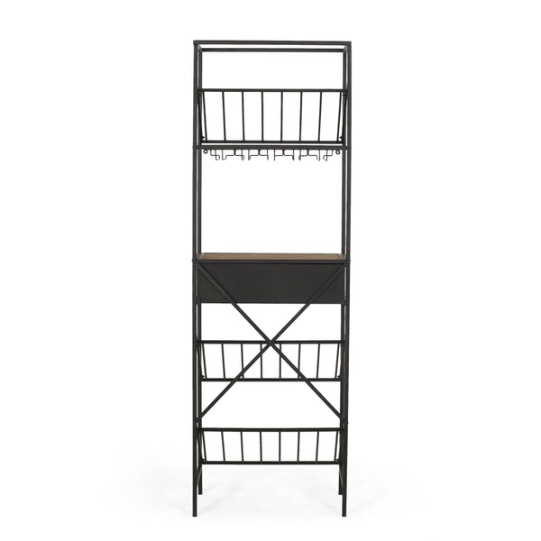 Gdf Studio Broadwater Boho Industrial 21 Bottle Floor Wine Rack With Storage Natural And Black