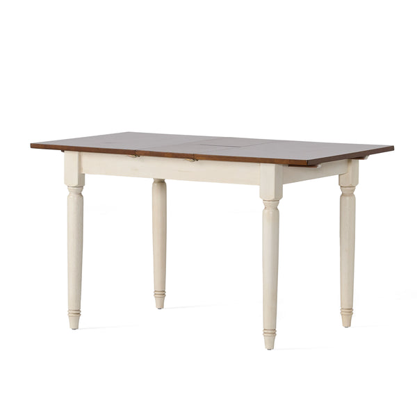 gdf studio Broughton Rustic Wood Dining Table with Extendable Leaf Dark Oak and Antique White