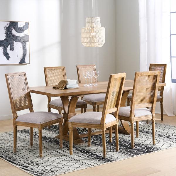 gdf studio Brownell French Country Wood and Cane 7-Piece Expandable Dining Set