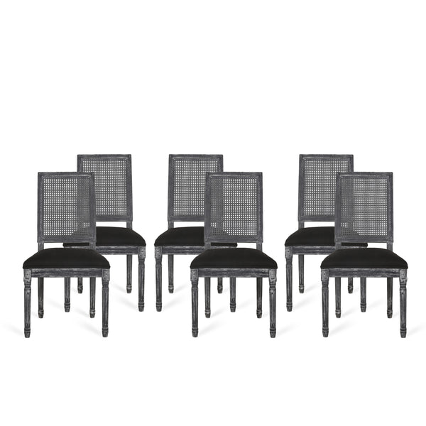 Gdf Studio Brownell French Country Wood And Cane Upholstered Dining Chair (Set Of 6)