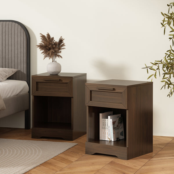 Gdf Studio Broxon Rustic 1 Drawer Nightstands Set Of 2