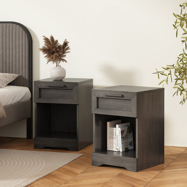 gdf studio Broxon Rustic 1 Drawer Nightstands Set of 2