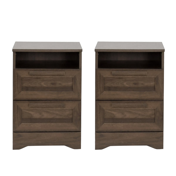 Gdf Studio Broxon Rustic 2 Drawer Nightstands Set Of 2