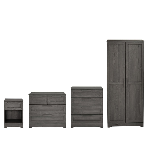 Gdf Studio Broxon Rustic 5 Piece 1 Drawer Nightstand Bedroom Set