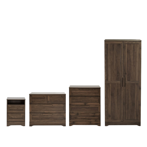 Gdf Studio Broxon Rustic 5 Piece 2 Drawer Nightstand Bedroom Set