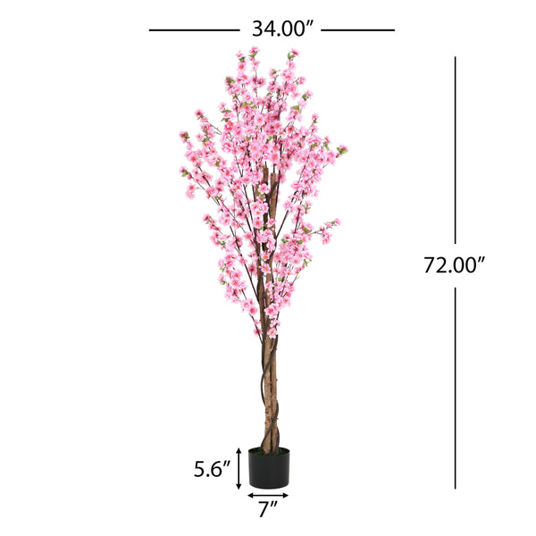 Gdf Studio Brynden 6' Artificial Peach Blossom Tree With Pot