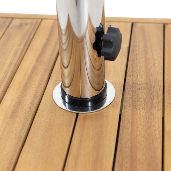 Gdf Studio Bucy Outdoor 44lb Acacia Wood Square Umbrella Base With Stainless Steel Tube Teak