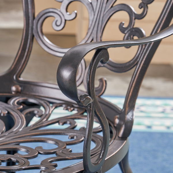 Gdf Studio Buddy Outdoor Cast Aluminum Dining Chair (Set Of 2) Shiny Copper