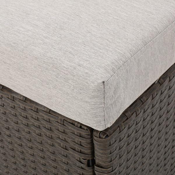 Gdf Studio Budva Outdoor L-shape Brown Wicker Sofa W/ Ceramic Gray Cushions