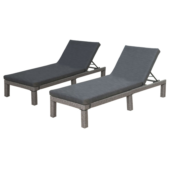 Gdf Studio Budva Outdoor Wicker Adjustable Chaise Lounge With Cushion