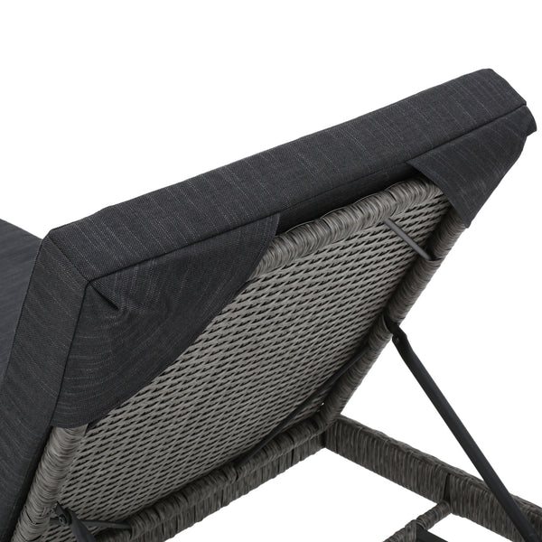 Gdf Studio Budva Outdoor Wicker Adjustable Chaise Lounge With Cushion