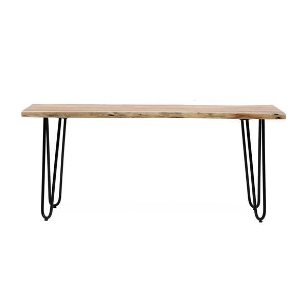 Gdf Studio Bullard Modern Industrial Handmade Acacia Wood Dining Bench With Hairpin Legs Natural And Black