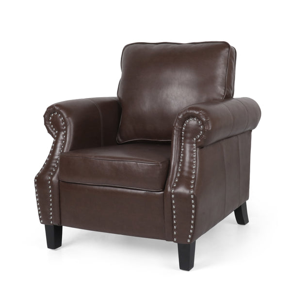 Gdf Studio Burkehaven Contemporary Faux Leather Club Chair With Nailhead Trim