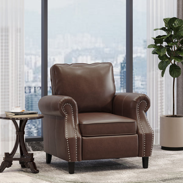 Gdf Studio Burkehaven Contemporary Faux Leather Club Chair With Nailhead Trim