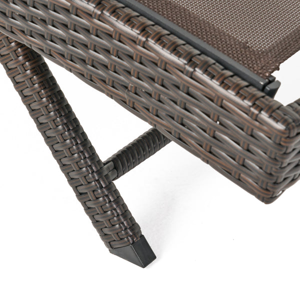 Gdf Studio Burnham Outdoor Brown Mesh Chaise Lounge Chair
