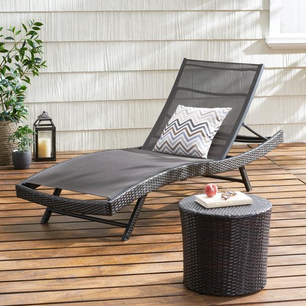 Gdf Studio Burnham Outdoor Brown Mesh Chaise Lounge Chair