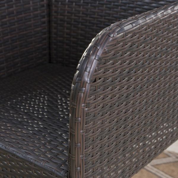 Gdf Studio Burrough Outdoor 3 Piece Round Multi-brown Wicker Bar Set