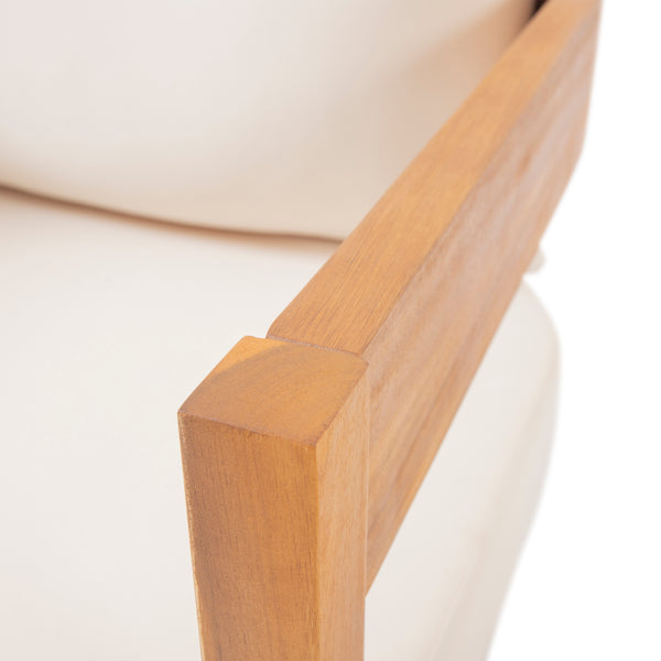 Gdf Studio Burrough Outdoor Acacia Wood Club Chair With Removable Cushions For Porch Garden