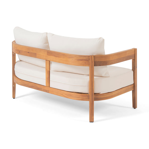 Gdf Studio Burrough Outdoor Acacia Wood Loveseat Set With Coffee Table
