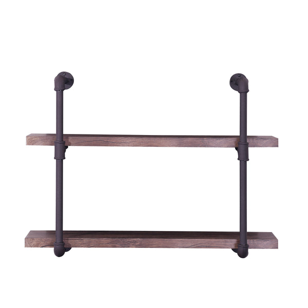 gdf studio Caden 2 Shelf Industrial Pipe Design Wall Mount Floating Shelf