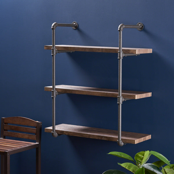 Gdf Studio Caden Industrial Pipe Design 3-Tier Wall Mount Floating Shelf
