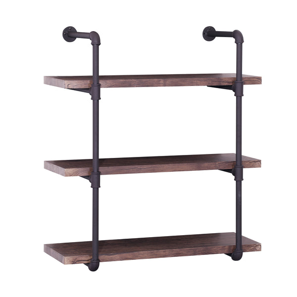 gdf studio Caden Industrial Pipe Design 3-Tier Wall Mount Floating Shelf