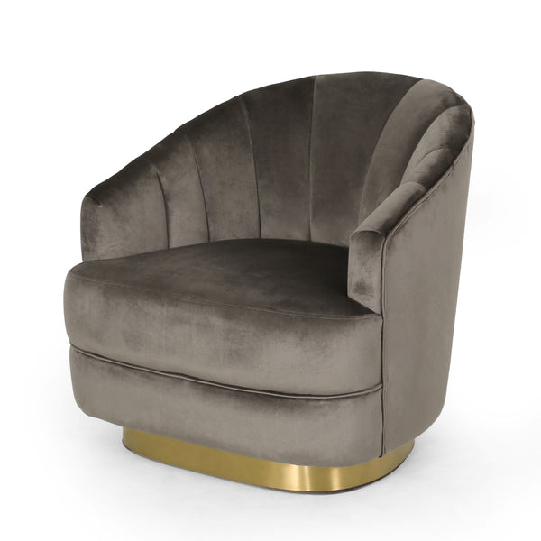 Gdf Studio Caily Modern Glam Channel Stitch Velvet Club Chair