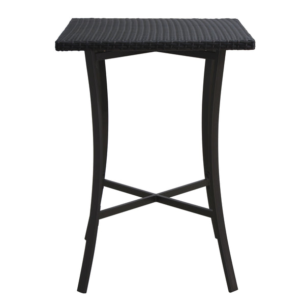 gdf studio Cait Outdoor Square Multi-Brown Wicker Bar Table with Aluminum Frame