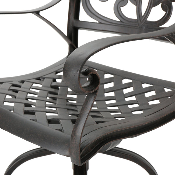 Gdf Studio Calandra 30-Inch Outdoor Bronze Finished Cast Aluminum Barstools