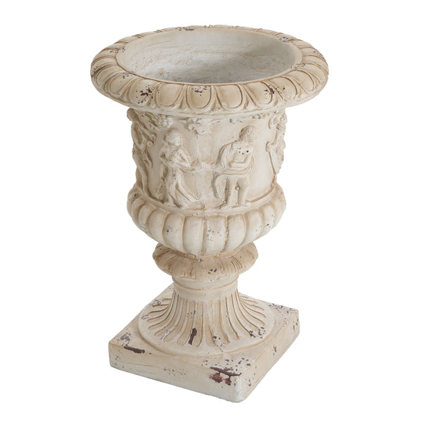 Gdf Studio Caldrithar MGO Garden Artistic Relief Urn Antique White 27'' H