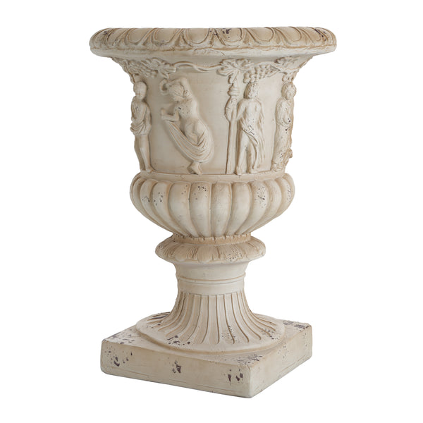 Gdf Studio Caldrithar MGO Garden Artistic Relief Urn Antique White 27'' H