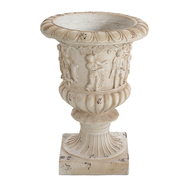 gdf studio Caldrithar MGO Garden Artistic relief Urn Antique White 27'' H