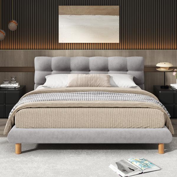 gdf studio Caldwin Modern Upholstered Chenille Platform Bed with Headboard