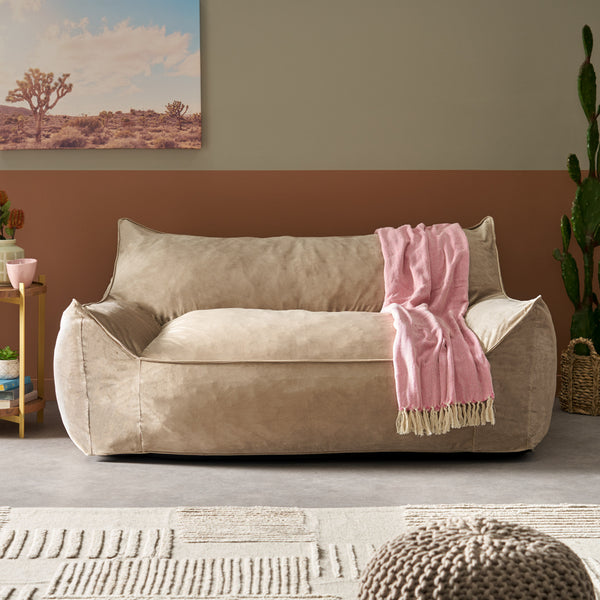 gdf studio Calef Modern Velveteen 2 Seater Oversized Bean Bag Chair with Armrests