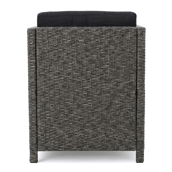 Gdf Studio Calella 5-Piece Outdoor Dark Grey Wicker Dining Set