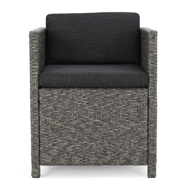 Gdf Studio Calella 5-Piece Outdoor Dark Grey Wicker Dining Set