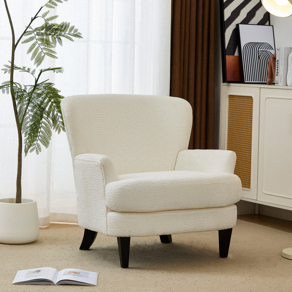 Gdf Studio Calla Modern Birch Upholstered Club Chair Off-White