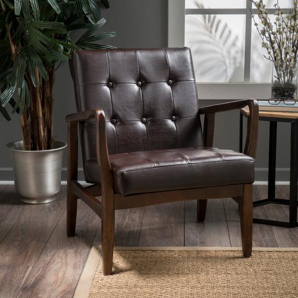 Gdf Studio Callisto Mid Century Modern Leather Club Chair