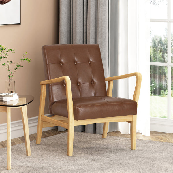 gdf studio Callisto Mid Century Modern Upholstered Club Chair with Wood Frame