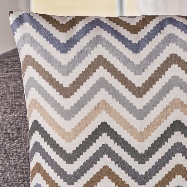 Gdf Studio Callon Indoor Grey Blue And Brown Zig Zag Striped Water Resistant Square Throw Pillow