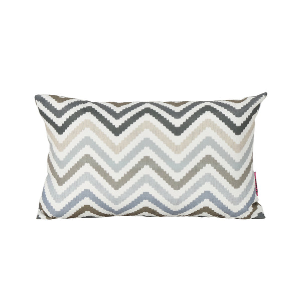 gdf studio Callon Indoor Grey Blue and Brown Zig Zag Striped Water Resistant Rectangular Throw Pillow