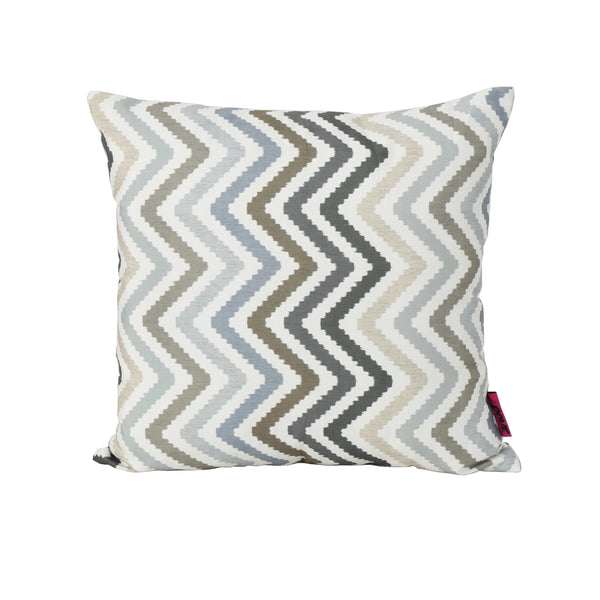 gdf studio Callon Indoor Grey Blue and Brown Zig Zag Striped Water Resistant Square Throw Pillow