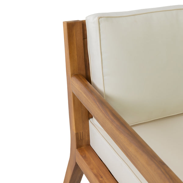 Gdf Studio Camak Rossville Outdoor Acacia Wood Club Chairs With Cushions Set Of 2 Teak And Beige